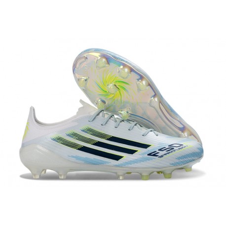 Tacos de Futbol adidas F50 Elite FG Blanco Azul Negro