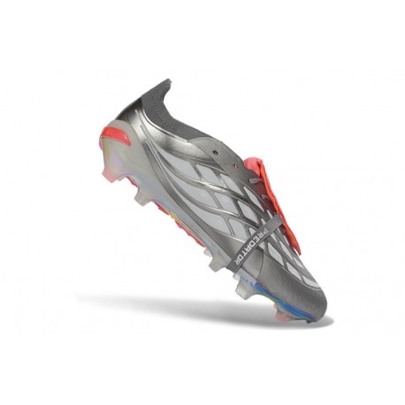 Botines Adidas Predator 26 Elite FT FG Hierro Met. Ftwr Blanco Rojo Lúcido
