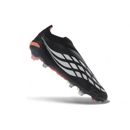 Tacos de Futbol Adidas Predator Laceless Elite FG Negro Blanco