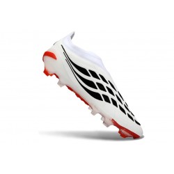 Tacos de Futbol Adidas Predator Laceless Elite FG Blanco Negro Rojo