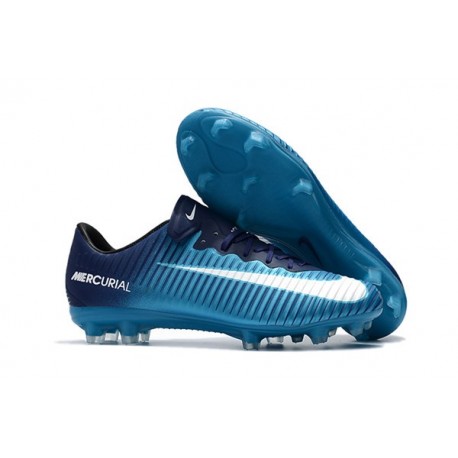 Zapatillas de fútbol Nike Mercurial Vapor 11 FG Obsidiana Blanco Azul Gamma  Azul Glaciar