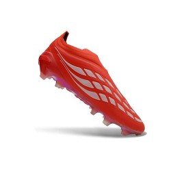 Tacos de Futbol Adidas Predator Laceless Elite FG Rojo Blanco