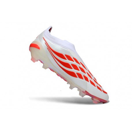 Tacos de Futbol Adidas Predator Laceless Elite FG Blanco Rojo Negro