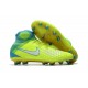 Zapatillas de fútbol Nike Magista Obra II FG Volt Blanco Azul cloro