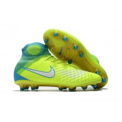 Zapatillas de fútbol Nike Magista Obra II FG Volt Blanco Azul cloro