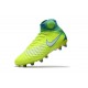 Zapatillas de fútbol Nike Magista Obra II FG Volt Blanco Azul cloro