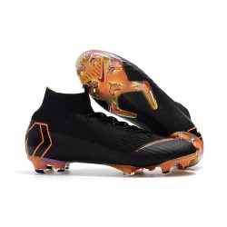 Zapatillas de fútbol Nike Mercurial Superfly VI 360 Elite FG Para Hombre Negro Naranja Blanco