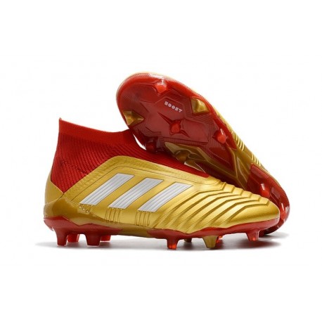 Baratas Botas de fútbol Adidas Predator 18+ FG Oro Rojo Blanco