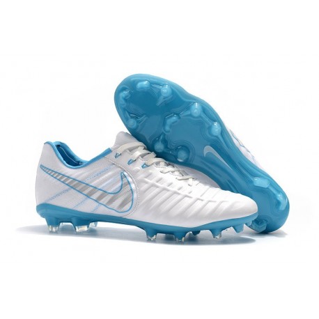 Zapatillas de fútbol Baratas Nike Tiempo Legend VII FG Blanco Azul