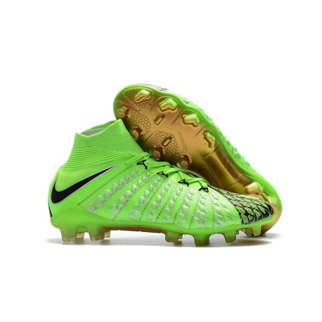 Zapatos de fútbol Nike Hypervenom Phantom III DF FG para Hombre EA Verde  Negro Oro