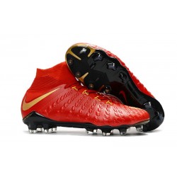 Botas Baratas Nike Hypervenom Phantom III DF FG Rojo Oro