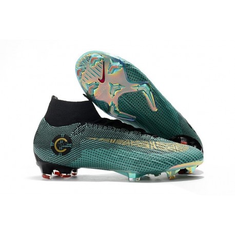 Nuevo Botas de fútbol Nike Mercurial Superfly VI Club Ronaldo FG Azul Turquesa Dorado Negro