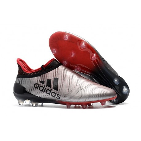 Botas de fútbol Adidas X 17+ Purespeed FG Hombre Plateado Rojo Negro