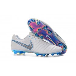 Botas de fútbol Nike Tiempo Legend VII Elite FG Para Hombre Blanco Gris Azul
