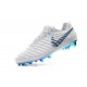 Botas de fútbol Nike Tiempo Legend VII Elite FG Para Hombre Blanco Gris Azul