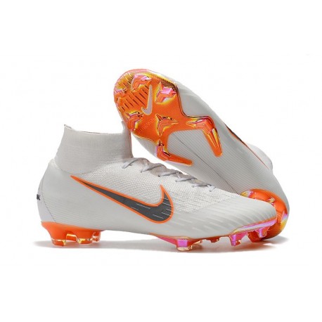Zapatillas de fútbol Nike Mercurial Superfly VI 360 Elite FG Para Hombre Blanco Gris Naranja