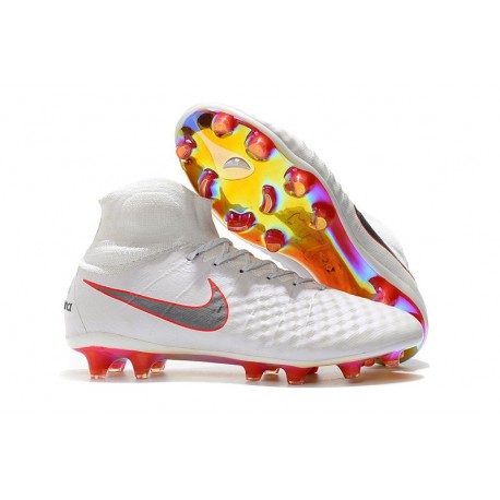 Nuevo Baratas Botas de fútbol Nike Magista Obra 2 FG Blanco Gris Crimson