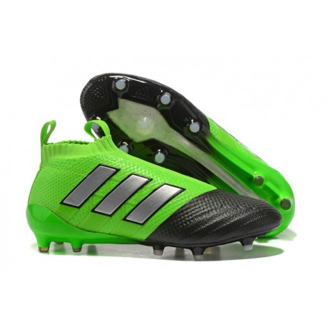 solapa avión invernadero Zapatos de fútbol adidas Ace 17+ Purecontrol FG Verde Negro Plata