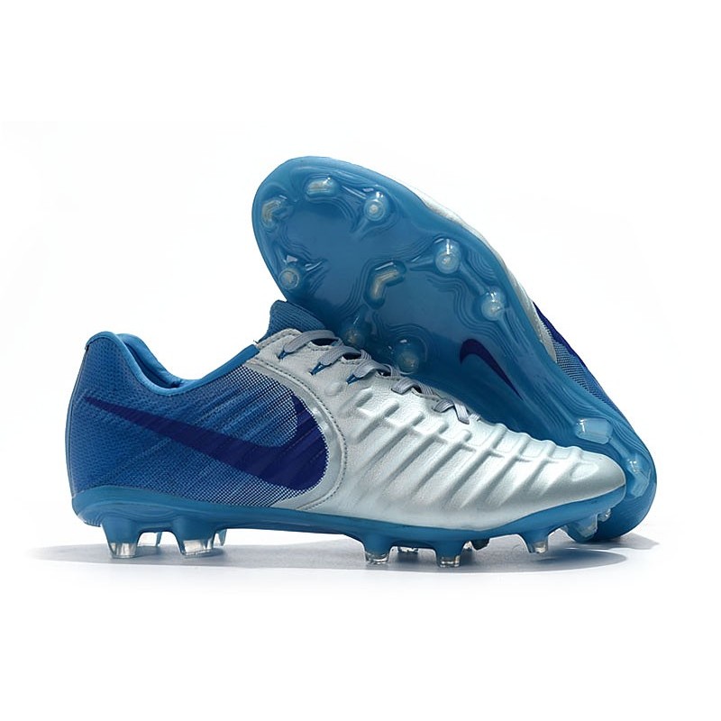 Botas de fútbol Nike Tiempo Legend VII Botas de Tacos Azul Plateado