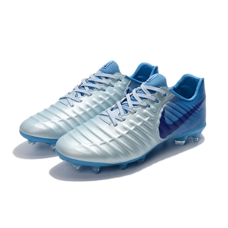 Botas de fútbol Nike Tiempo Legend VII Botas de Tacos Azul Plateado