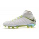 Botas Baratas Nike Hypervenom Phantom III Elite DF FG Blanco Metálico Cool Gray Volt