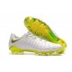 Tacos de futbol para Hombre Nike HyperVenom Phantom III Elite FG Blanco Metálico Cool Gray Volt