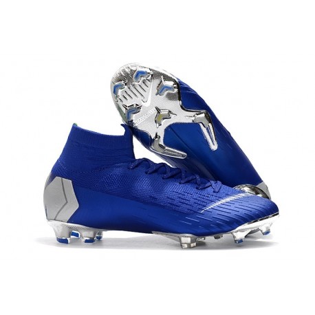 Baratas Zapatillas de fútbol Nike Mercurial Superfly VI 360 Elite FG Azul Plata