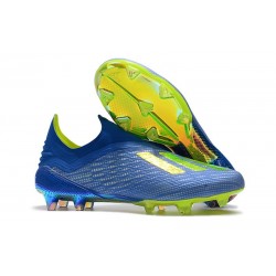 Zapatillas de fútbol Baratas Adidas X 18+ FG Fútbol Azul Solar Amarillo Núcleo Negro