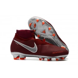 Botas de fútbol Nike Phantom VSN Elite DF FG Rojo Vino Plata