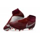 Botas de fútbol Nike Phantom VSN Elite DF FG Rojo Vino Plata