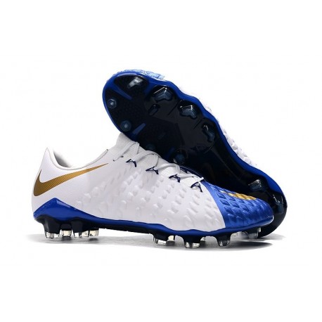 Botas Nike Hypervenom Phantom III FG Baratas Oro Blanco Azul