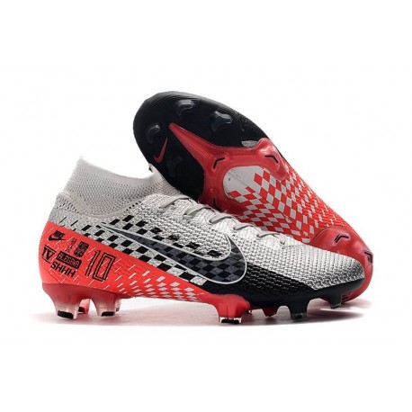 Nike Mercurial Superfly VII Elite FG Zapatos Neymar Cromado Negro Rojo Platino