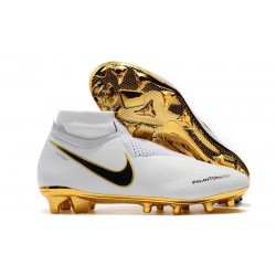 Zapatillas de fútbol Baratas Nike Phantom Vision Elite DF FG Oro Blanco