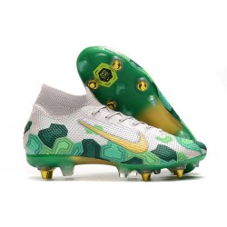 Nike Mercurial Superfly VII Elite SG-Pro AC Traction Mbappe Blanco Oro Verde