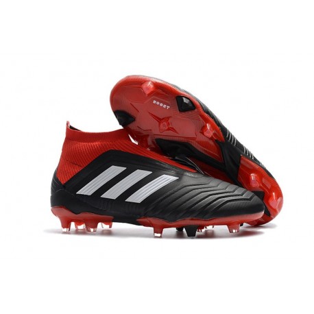 Baratas Botas de fútbol Adidas Predator 18+ FG Negro Rojo Blanco