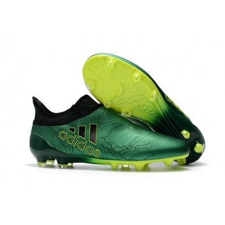 Baratas Botas de fútbol Adidas X 17+ Purespeed FG Verde Negro Voltio