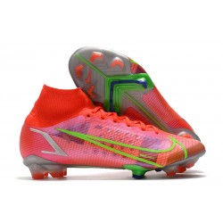 Bota Nike Mercurial Superfly VIII Elite FG Carmesi Plateado Metalizado