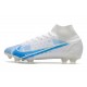 Nike Mercurial Superfly 8 Elite DF FG Blanco Azul