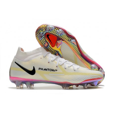 Zapatos Fútbol Nike Phantom GT2 Elite DF FG Blanco Negro Carmesí Rosa 