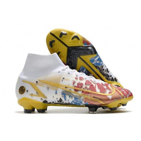 Nike Mercurial Superfly 8 Elite DF FG CR7 Blanco Rojo Oro