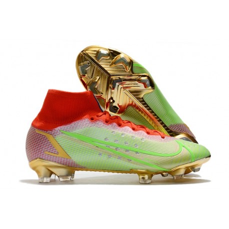 Nike Mercurial Superfly VIII Elite FG Verde Rojo Oro